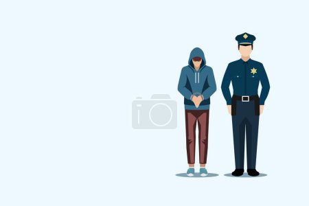 Illustration for Juvenile delinquency teen with police copy space design - Royalty Free Image