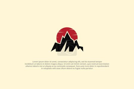 Téléchargez les photos : Logo montagne et coucher de soleil design japonais - en image libre de droit