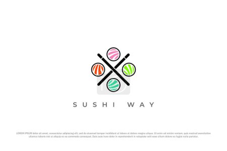 Téléchargez les photos : Logo coloré sushi baguette magasin design - en image libre de droit