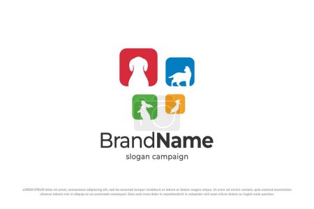 Téléchargez les illustrations : Logo animal silhouette canal design coloré - en licence libre de droit