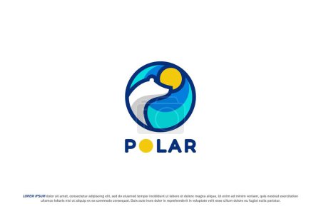 Téléchargez les photos : Logo ours polaire cercle silhouette abstrait design - en image libre de droit