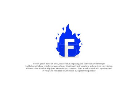 Téléchargez les illustrations : Logo lettre f feu bleu design - en licence libre de droit