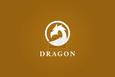 Téléchargez les photos : Logo cercle dragon tête silhouette design - en image libre de droit