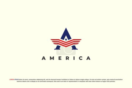 Téléchargez les photos : Logo lettre un drapeau américain aile design - en image libre de droit