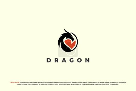 Téléchargez les photos : Logo cercle dragon tête silhouette design - en image libre de droit