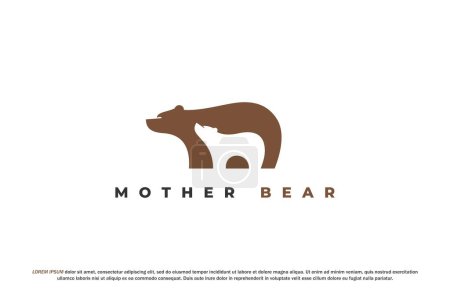 Téléchargez les photos : Logo mère et bébé ours silhouette design - en image libre de droit