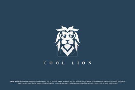 Téléchargez les photos : Logo cool tête de lion silhouette lunettes de soleil design - en image libre de droit