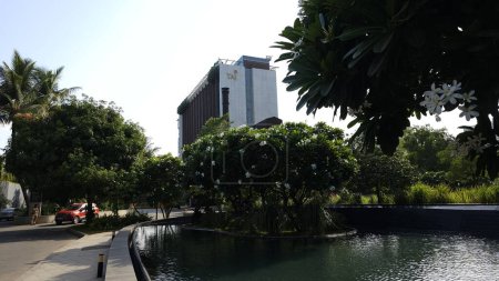 Photo for Mumbai, India, Oct 2023: The building for luxury hotel chain Taj hotels inside the Godrej Trees residential and office township at Vikhroli alongside Godrej One building managed by Godrej Properties - Royalty Free Image