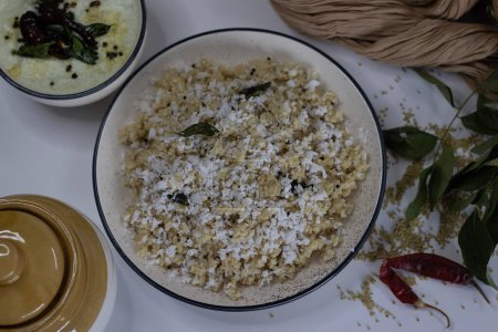 Proso millet uppuma, also known as Pani Varagu Upma or Millet Uppittu or broomcorn millet uppuma. Healthy South Indian breakfast, vegan, nutritious, perfect for healthy food enthusiasts.