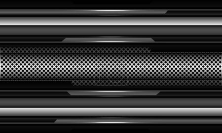 Ilustración de Patrón de malla círculo plata abstracto banner gris negro diseño ciber geométrico ultramoderno fondo textura vector - Imagen libre de derechos