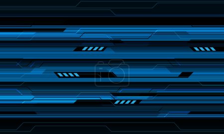 Téléchargez les illustrations : Abstrait noir bleu ligne circuit cyber géométrique conception ultramoderne futuriste technologie fond vecteur - en licence libre de droit