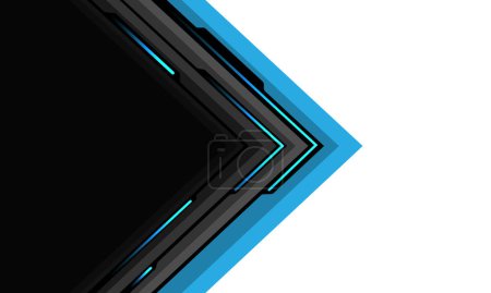 Téléchargez les illustrations : Abstrait bleu gris noir circuit flèche cyber ligne géométrique sur blanc design ultra moderne futuriste technologie fond vecteur - en licence libre de droit