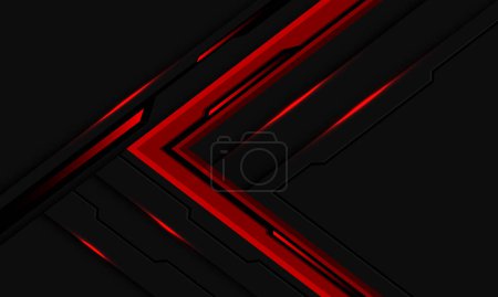 Téléchargez les illustrations : Abstrait rouge gris métal noir cyber flèche direction vitesse futuriste technologie géométrique conception ultra moderne fond vecteur - en licence libre de droit