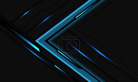 Téléchargez les illustrations : Abstrait bleu gris métal noir cyber flèche direction vitesse futuriste technologie géométrique conception ultra moderne fond vecteur - en licence libre de droit