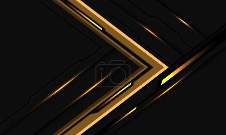 Téléchargez les illustrations : Abstrait jaune gris métal noir cyber flèche direction vitesse futuriste technologie géométrique conception ultra moderne fond vecteur - en licence libre de droit