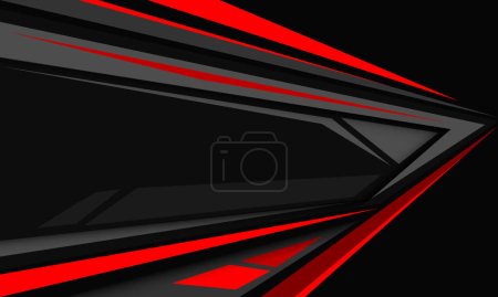Téléchargez les illustrations : Abstrait rouge vitesse noir ombre gris direction géométrique conception ultra moderne luxe futuriste fond vecteur - en licence libre de droit