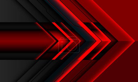 Téléchargez les illustrations : Abstrait rouge flèche métallique ligne noire cyber direction conception moderne futuriste arrière-plan vecteur - en licence libre de droit