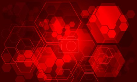 Téléchargez les illustrations : Technologie abstraite hexagone rouge géométrique chevauchement futuriste design créatif ultra moderne arrière-plan vecteur - en licence libre de droit