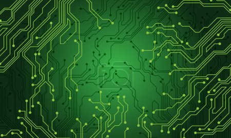 Ilustración de Green line circuit computer technology futuristic background design creative vector - Imagen libre de derechos