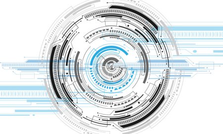 Schwarz grau blau Kreis Schaltung HUD futuristische Technologie Energie Power Computer ultramodernes Design kreativ auf weißem Hintergrund Vektor