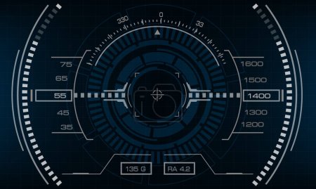 Illustration for HUD sci-fi interface screen view blue geometric design virtual reality futuristic technology creative display vector - Royalty Free Image