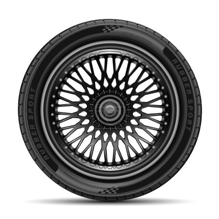 Illustration for Car tire radial wheel metal alloy on isolated background vector - Royalty Free Image