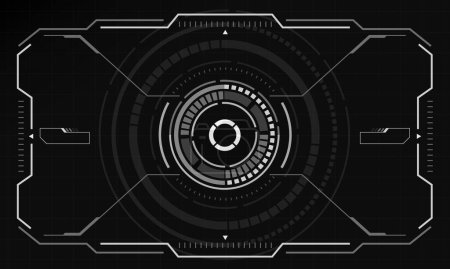 Illustration for HUD sci-fi interface screen view white circular geometric design virtual reality futuristic technology creative display on red vector - Royalty Free Image