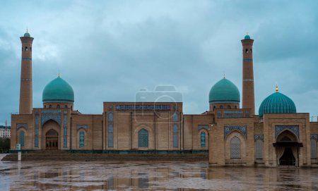 Beautiful Uzbekistan Tashkent classic mosaic photo, view of Barak Khan Madrasah, Hast Imam Square (Hazrati Imam) is a religious center of Tashkent.