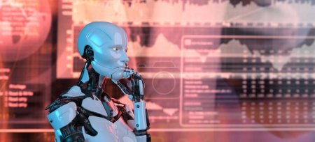 Foto de Robot de inteligencia artificial blanco hecho por el hombre para satisfacer la conveniencia futura, representaciones 3D e ilustraciones. - Imagen libre de derechos