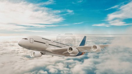 Photo for The plane fly in the sky. 3d rendering and illustration. - Royalty Free Image