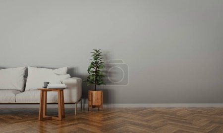 Foto de Amplios interiores luminosos modernos de lujo Sala de estar maqueta. 3d renderizado e ilustración. - Imagen libre de derechos