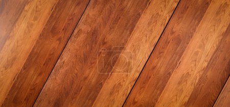 Photo for Dark brown wooden floor The pattern is parallel lines, smooth and clean. - Royalty Free Image