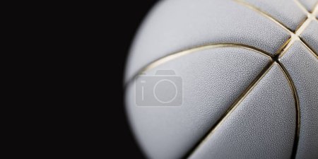 Photo for Close-up shot of white and gold basketball The background is black. 3d, rendering, illustration, - Royalty Free Image