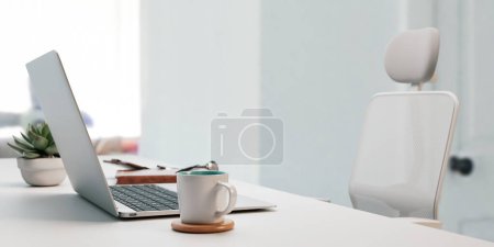 Photo for White office room. 3d render and illustration. - Royalty Free Image