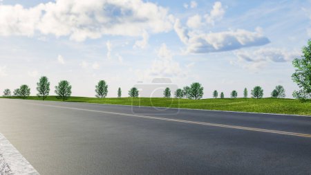 Photo for Side View on Country Road. 3d, rendering, illustration, - Royalty Free Image