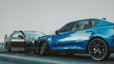 Photo for Image of a car accident that occurred on the stomach. 3d render and illustration. - Royalty Free Image