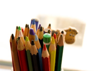 Crayon color pencils close up view