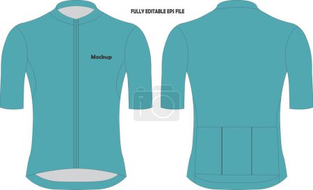 Illustration for Cycling Short Sleeve Jersey Mockup - Royalty Free Image