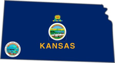 Ilustración de Mapa de Kansas State Estados Unidos - Imagen libre de derechos