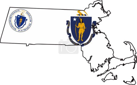 Ilustración de Mapa de Massachusetts State USA - Imagen libre de derechos