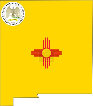 Ilustración de Mapa del Estado de Nuevo México Estados Unidos - Imagen libre de derechos