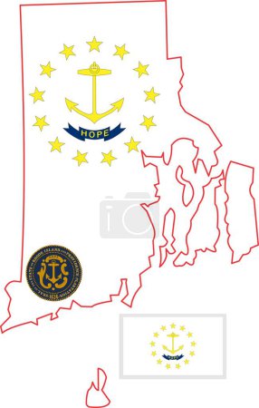 Ilustración de Mapa de Rhode Island State Estados Unidos - Imagen libre de derechos