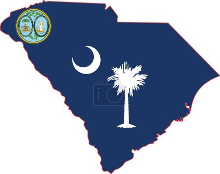 Ilustración de Mapa del estado de Carolina del Sur Estados Unidos - Imagen libre de derechos