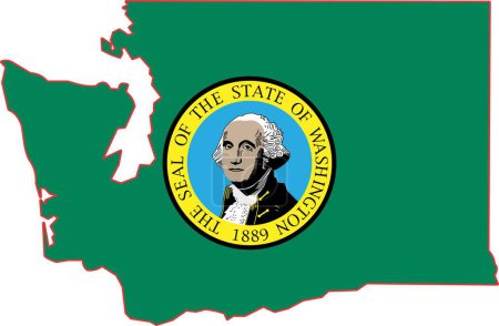 Ilustración de Mapa del Estado de Washington Estados Unidos - Imagen libre de derechos