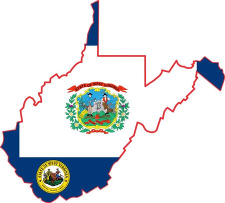 Ilustración de Mapa de West Virginia State Estados Unidos - Imagen libre de derechos