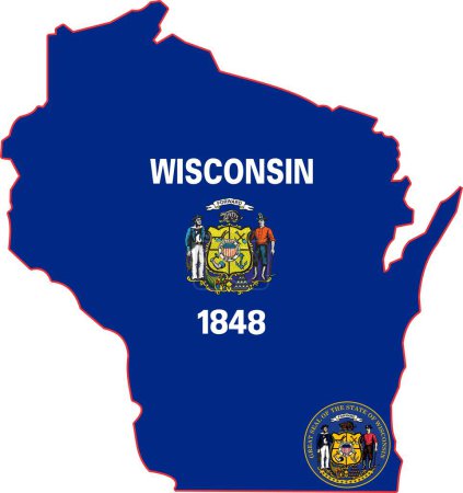 Ilustración de Mapa de Wisconsin State USA - Imagen libre de derechos