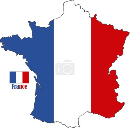 Ilustración de Mapa y bandera de Francia - Imagen libre de derechos