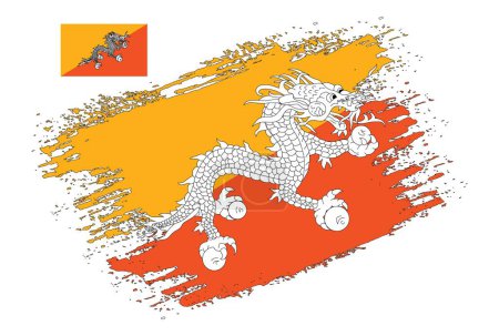 Illustration for Brush Design Bhutan Flag Vector - Royalty Free Image