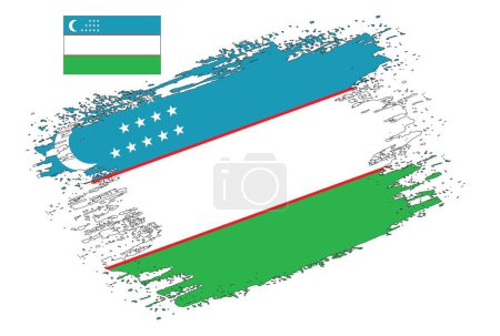 Illustration for Brush Design Uzbekistan Flag Illustration Vector - Royalty Free Image