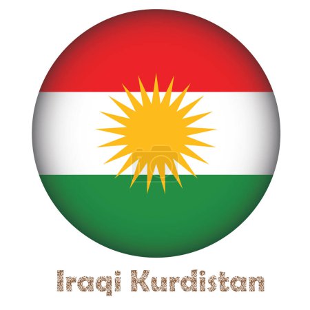 Ilustración de Vector de ilustración de forma redonda bandera del Kurdistán iraquí - Imagen libre de derechos